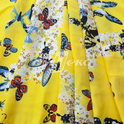 Плательная ткань "Софи" 7.2, 75 гр/м2, шир.150 см, принт бабочки - купить в Ленинске-Кузнецком. Цена 241.49 руб.