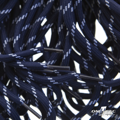 Шнурки #107-19, круглые 130 см, двухцветные цв.тём.синий/белый - купить в Ленинске-Кузнецком. Цена: 22.14 руб.