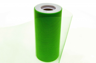Фатин в шпульках 16-146, 10 гр/м2, шир. 15 см (в нам. 25+/-1 м), цвет зелёный - купить в Ленинске-Кузнецком. Цена: 100.69 руб.