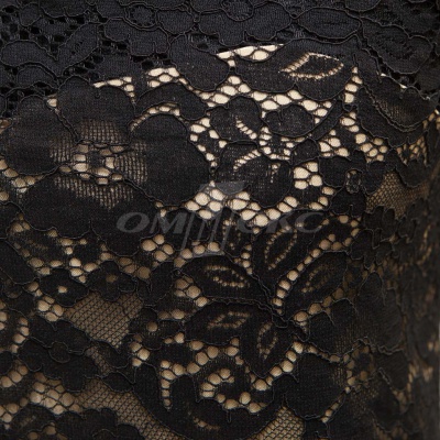 Кружевное полотно #3378, 150 гр/м2, шир.150см, цвет чёрный - купить в Ленинске-Кузнецком. Цена 370.97 руб.
