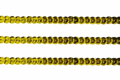 Пайетки "ОмТекс" на нитях, SILVER-BASE, 6 мм С / упак.73+/-1м, цв. А-1 - т.золото - купить в Ленинске-Кузнецком. Цена: 468.37 руб.