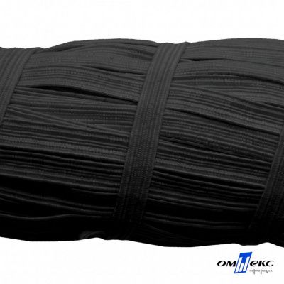 Резиновые нити с текстильным покрытием, шир. 6 мм (55 м/уп), цв.-черный - купить в Ленинске-Кузнецком. Цена: 210.75 руб.