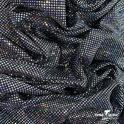 Трикотажное полотно голограмма, шир.140 см, #601-хамелеон чёрный - купить в Ленинске-Кузнецком. Цена 452.76 руб.