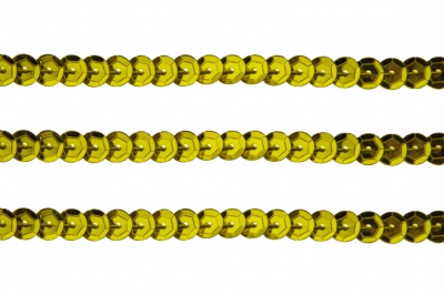 Пайетки "ОмТекс" на нитях, SILVER-BASE, 6 мм С / упак.73+/-1м, цв. 7 - св.золото - купить в Ленинске-Кузнецком. Цена: 468.37 руб.