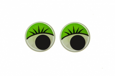 Глазки для игрушек, круглые, с бегающими зрачками, 12 мм/упак.50+/-2 шт, цв. -зеленый - купить в Ленинске-Кузнецком. Цена: 95.04 руб.