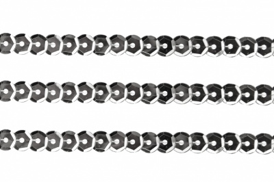 Пайетки "ОмТекс" на нитях, SILVER-BASE, 6 мм С / упак.73+/-1м, цв. 1 - серебро - купить в Ленинске-Кузнецком. Цена: 468.37 руб.