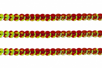 Пайетки "ОмТекс" на нитях, CREAM, 6 мм С / упак.73+/-1м, цв. 96 - красный - купить в Ленинске-Кузнецком. Цена: 484.77 руб.