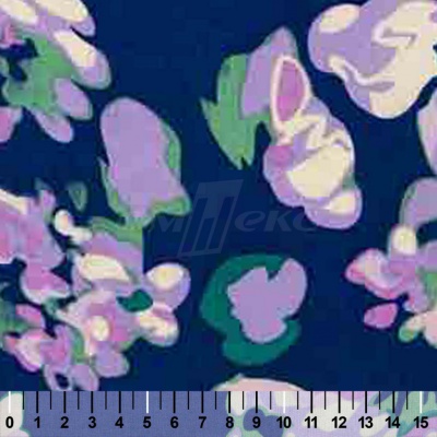 Штапель принт (100% вискоза) D4,C3, 110 гр/м2, шир.140см, принт цветы/василёк - купить в Ленинске-Кузнецком. Цена 343 руб.