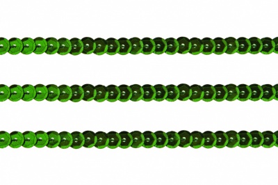Пайетки "ОмТекс" на нитях, SILVER-BASE, 6 мм С / упак.73+/-1м, цв. 4 - зеленый - купить в Ленинске-Кузнецком. Цена: 484.77 руб.