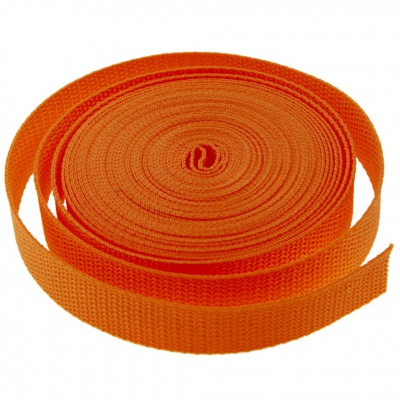 Стропа текстильная, шир. 25 мм (в нам. 50+/-1 ярд), цвет оранжевый - купить в Ленинске-Кузнецком. Цена: 409.94 руб.